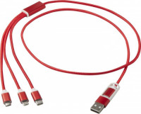 12438621f Kabel do ładowania 5w1 z aluminium z recyklingu czerwony