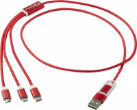 12438621f Kabel do ładowania 5w1 z aluminium z recyklingu czerwony