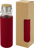 10069621 Szklana butelka o pojemności 660 ml z neoprenowym pokrowcem - Czerwony