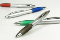 SLIM Długopis srebrny z kolorową gumką
