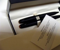 1235036s-01 pióro kulkowe i długopis z bursztynem
