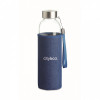 6192m-04 Szklana butelka w etui jeans 500ml
