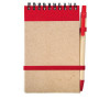 37957p-08 Notes Kraft 90x140/70k gładki z długopisem, czerwony/beżowy
