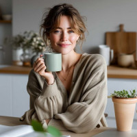 M_570 zielonoszary Kubek GAIA ceramika MAT