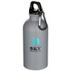 10087182f Oregon butelka na wodę o pojemności 400 ml z karabińczykiem posiadająca certyfikat RCS, wykonana ze stali nierdzewnej z jednowarstwową ścianką