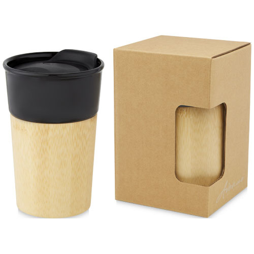 10064590f Kubek porcelanowy Pereira o pojemności 320 ml z bambusową ścianką zewnętrzną