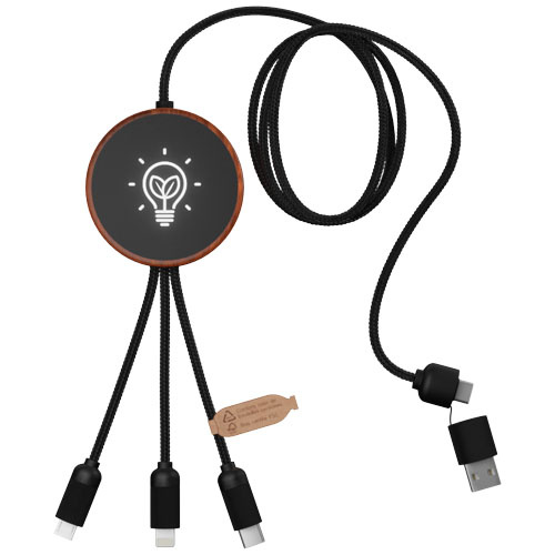 2PX07371f SCX.design C40 kabel ładujący z podświetlanym logo 5-w-1 rPET i z podkładką ładującą 10 W