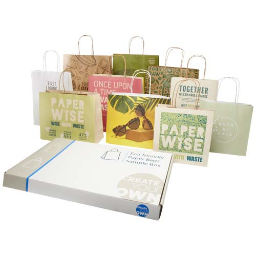 1PW00301f Zestaw próbek z torbami wykonanymi z odpadów bio oraz z papieru Kraft