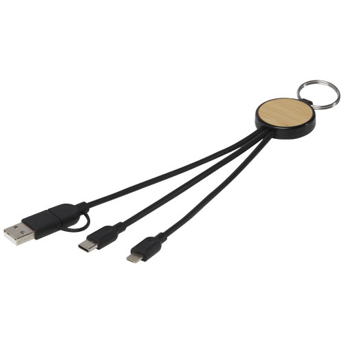 12432590f Tecta kabel do ładowania z tworzyw sztucznych pochodzących z recyklingu/bambusa 6 w 1 z brelokiem