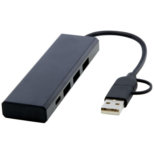 12434490f Rise hub USB 2.0 z aluminium pochodzącego z recyklingu z certyfikatem RCS