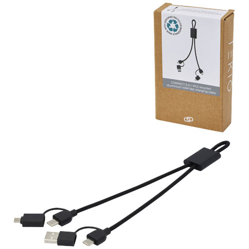 12434590f Connect kabel do szybkiego ładowania 6-w-1 o mocy 45 W z aluminium pochodzącego z recyklingu z certyfikatem RCS