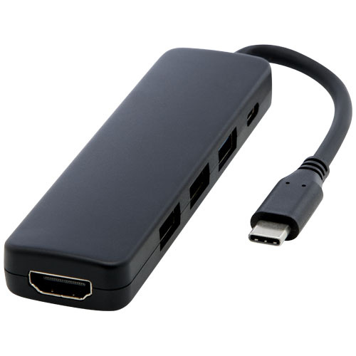 12436890f Loop adapter multimedialny USB 2.0-3.0 z portem HDMI wykonany z tworzyw sztucznych pochodzących z recyklingu z certyfikatem R