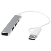 12446981f Alkaid 4-portowy hub USB-A i typu C z podwójnym wejściem wykonany z aluminium z recyklingu