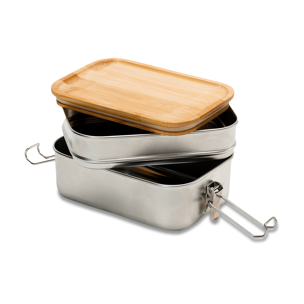 82090p-01 Double lunch box Alcora 1100 ml, srebrny