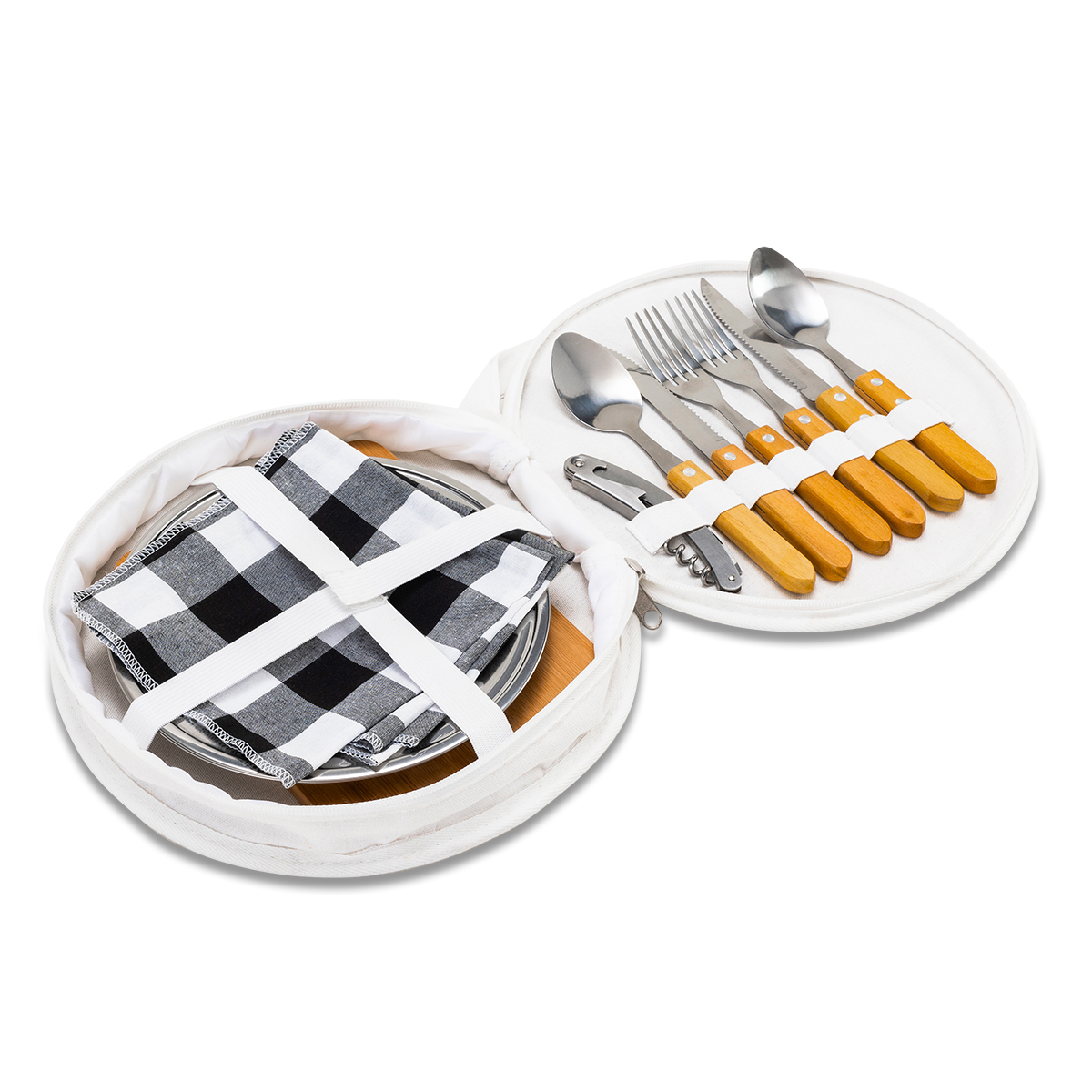71491p-06 Zestaw piknikowy w etui Alvaro, biały