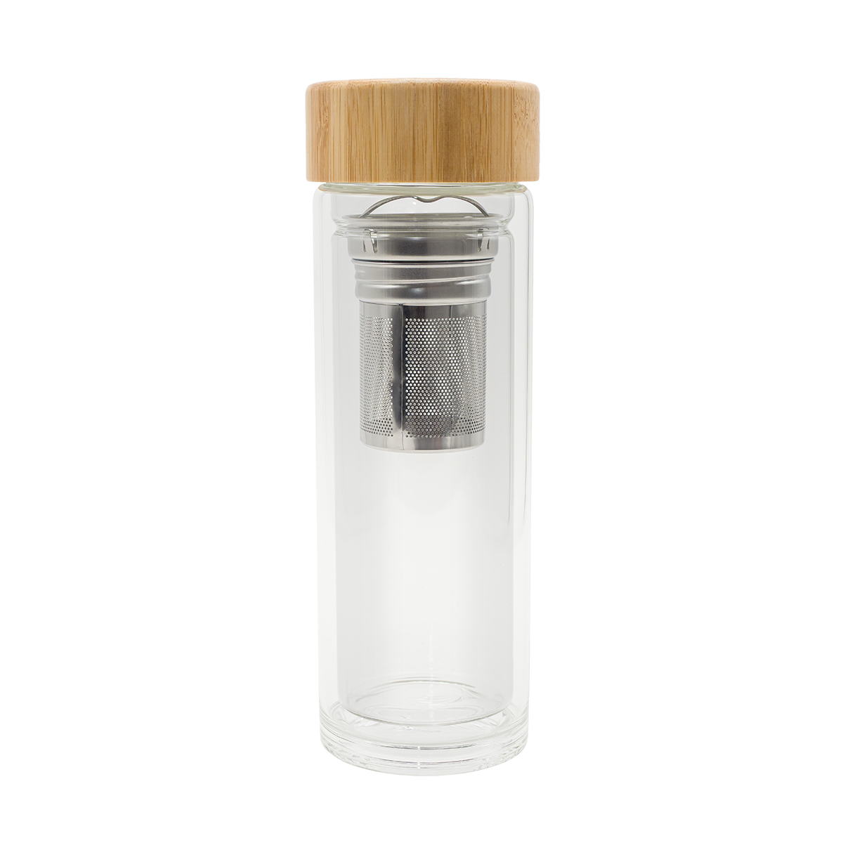 82100p-00 Dwuścienna butelka z zaparzaczem Helen 400 ml, transparentny