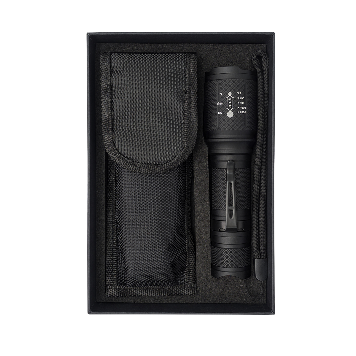 56593p-02 Latarka z etui w pudełku Luxen, czarny