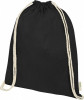 12061290f Plecak ściągany sznurkiem z bawełny organicznej o gramaturze 140 g/m², czarny