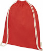 12061221f Plecak ściągany sznurkiem z bawełny organicznej o gramaturze 140 g/m², czerwony