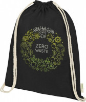 12049090f Plecak ściągany sznurkiem z bawełny organicznej o gramaturze 100 g/m², czarny